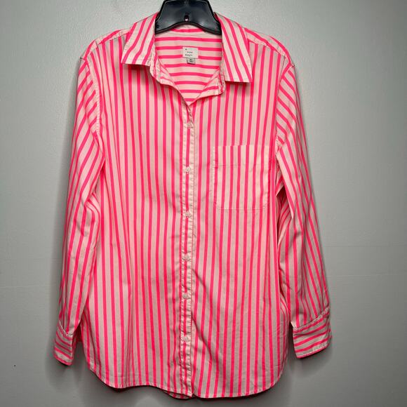 Lot of 2 Women's A New Day XL Button Up Shirt Striped Beach Coastal Lightweight - Picture 3 of 16